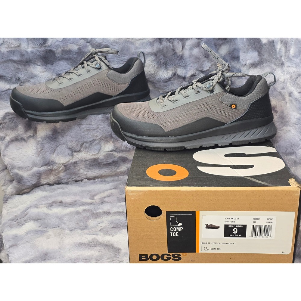 NWB‎ Bogs Slate Knit Low Mens Comp Toe Work Shoes Gray Size 9 M US EU 42